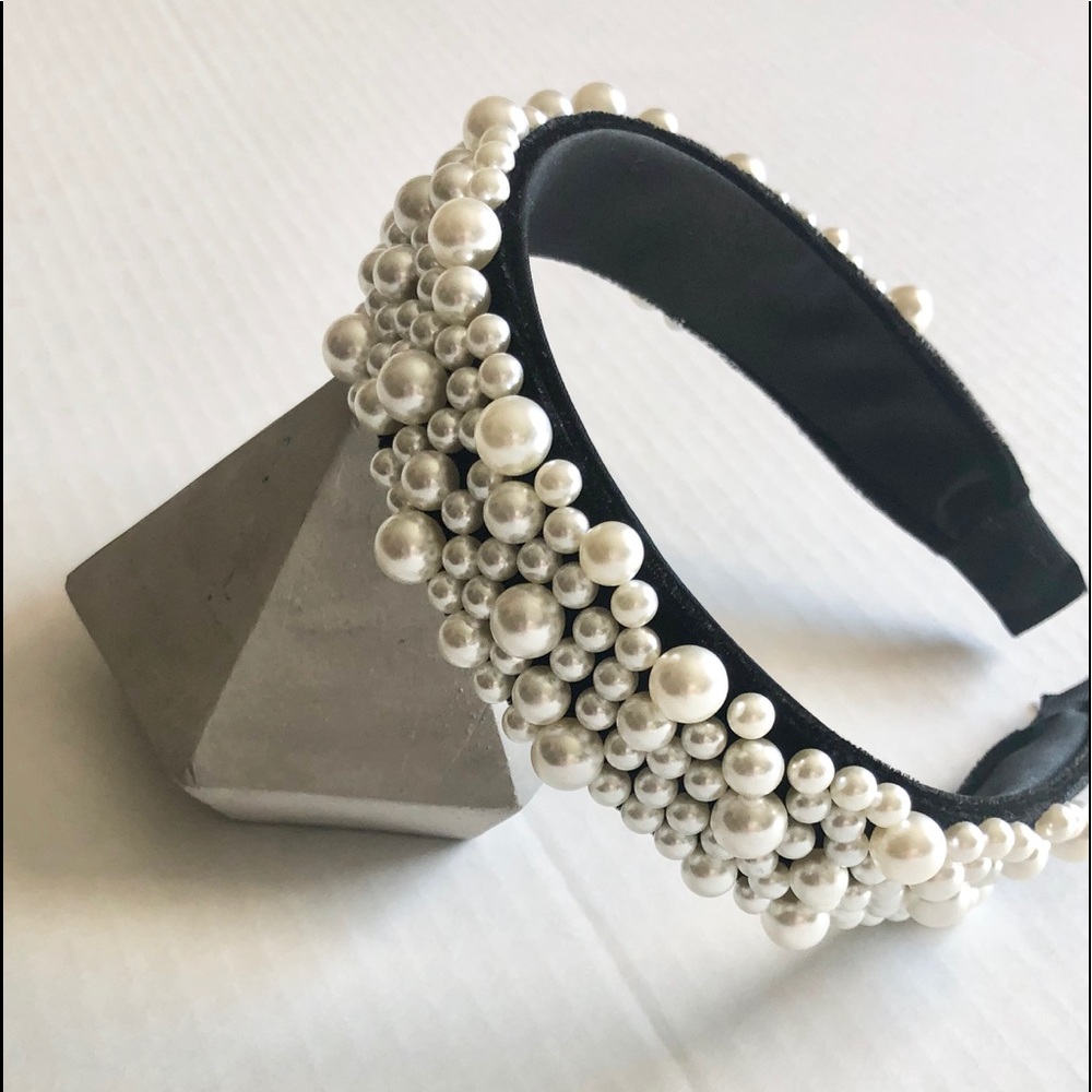 2/$20 Pearl encrusted headband (black) - Picture 3 of 4